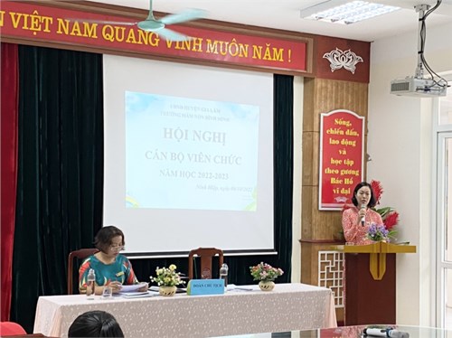 Hội nghị Cán bộ viên chức năm học 2022-2023 của trường mầm non Bình Minh.